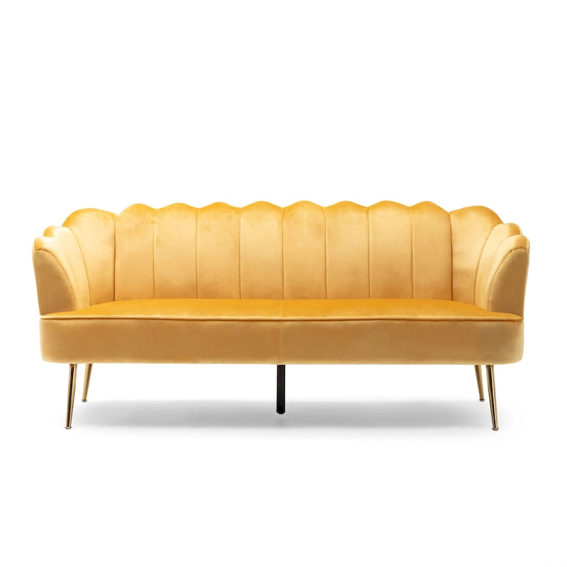 Magnifique canapé 3 places en velours en forme de coquille — 76,25" L x 29,25" l x 33,50" H