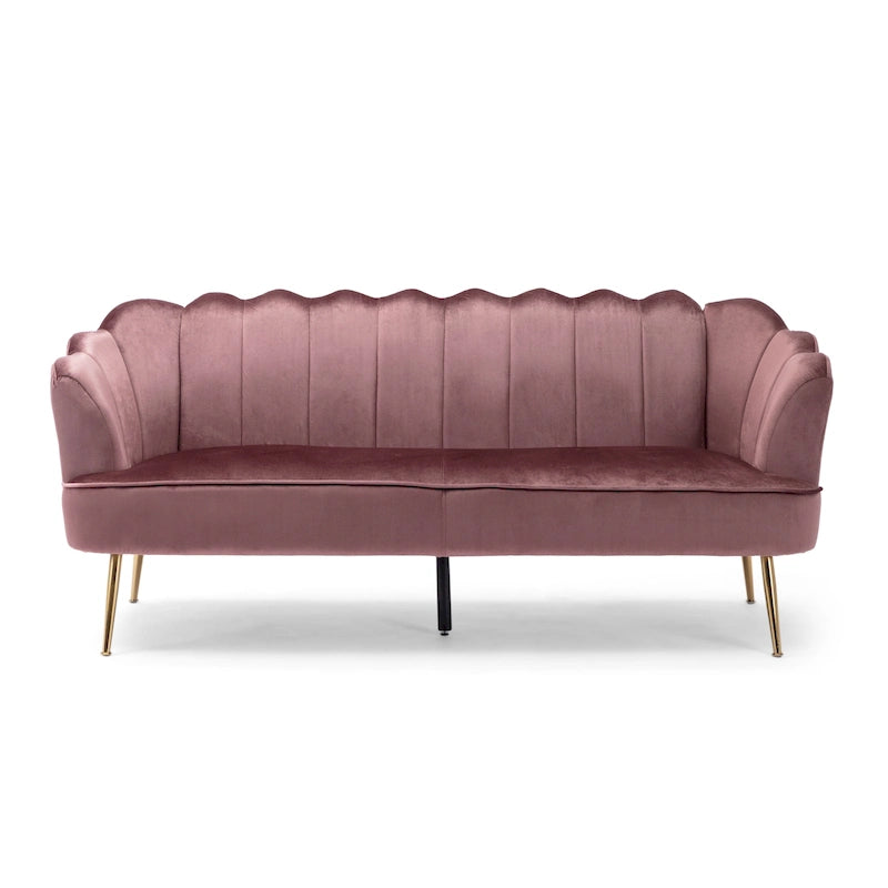 Magnifique canapé 3 places en velours en forme de coquille — 76,25" L x 29,25" l x 33,50" H
