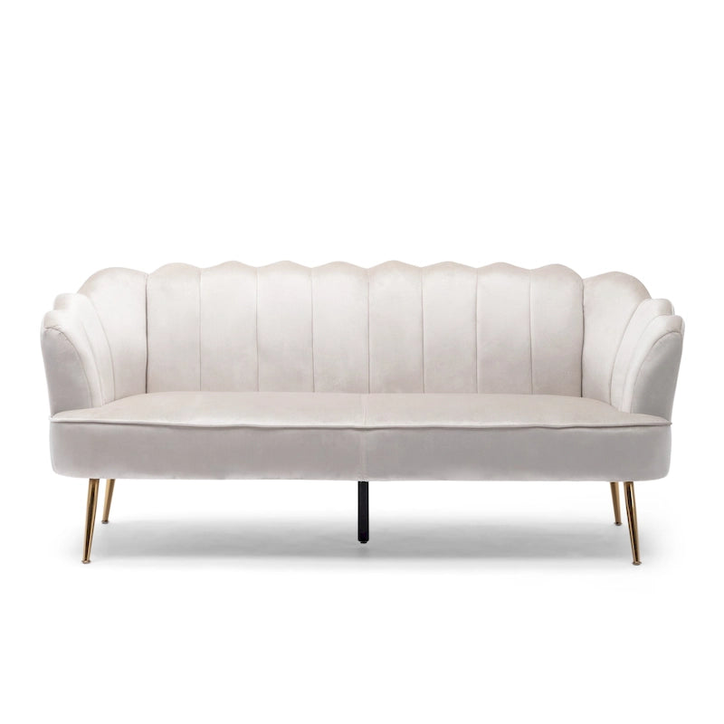 Magnifique canapé 3 places en velours en forme de coquille — 76,25" L x 29,25" l x 33,50" H
