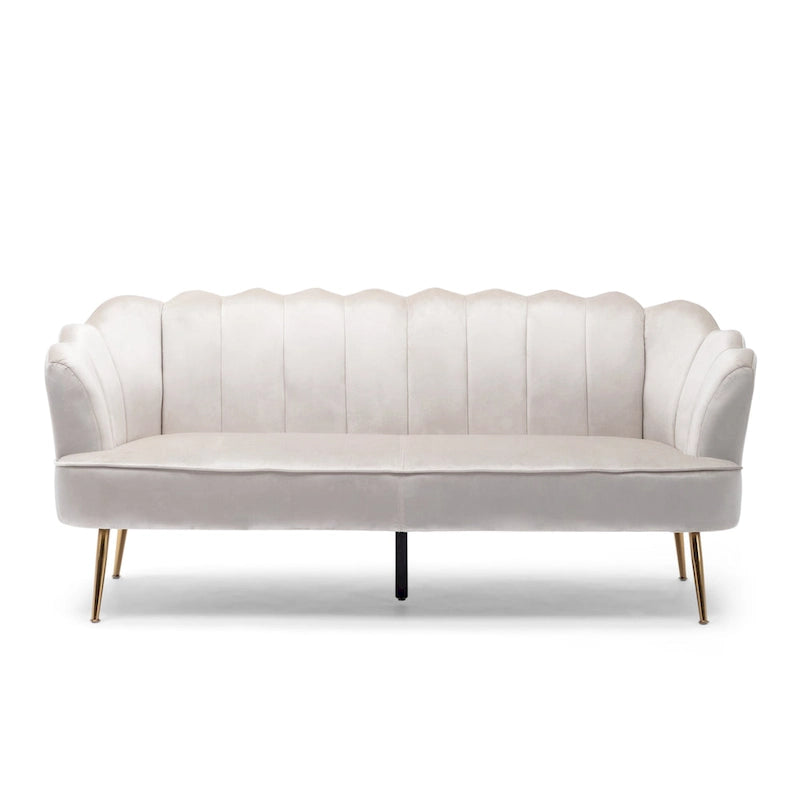 Magnifique canapé 3 places en velours en forme de coquille — 76,25" L x 29,25" l x 33,50" H