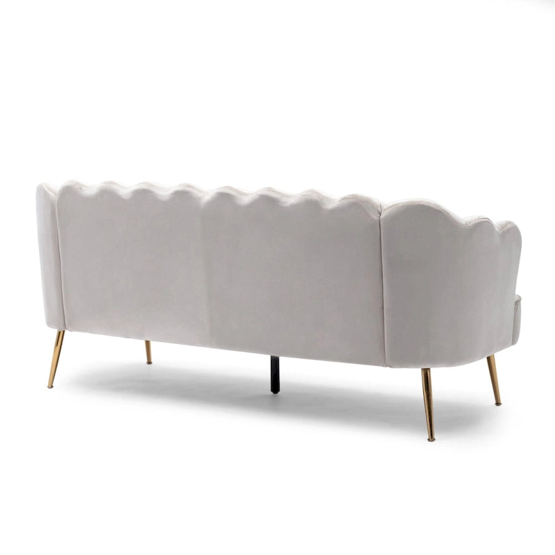 Magnifique canapé 3 places en velours en forme de coquille — 76,25" L x 29,25" l x 33,50" H