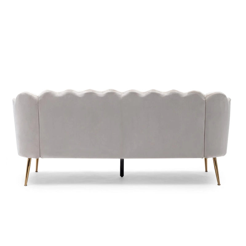 Magnifique canapé 3 places en velours en forme de coquille — 76,25" L x 29,25" l x 33,50" H