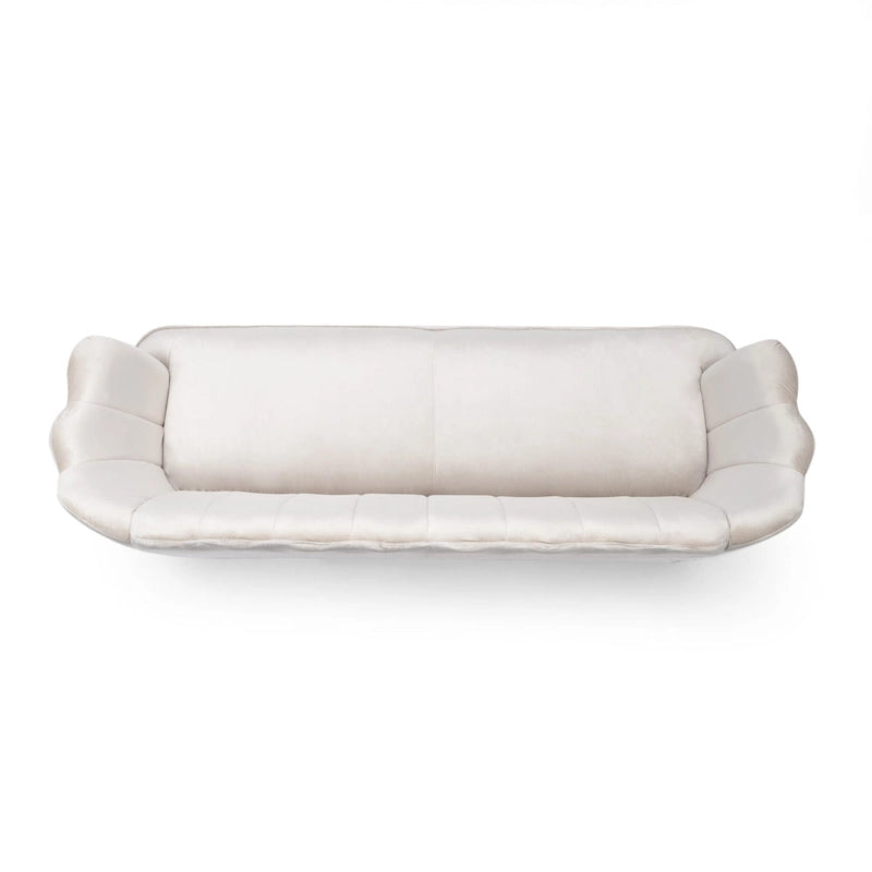 Magnifique canapé 3 places en velours en forme de coquille — 76,25" L x 29,25" l x 33,50" H