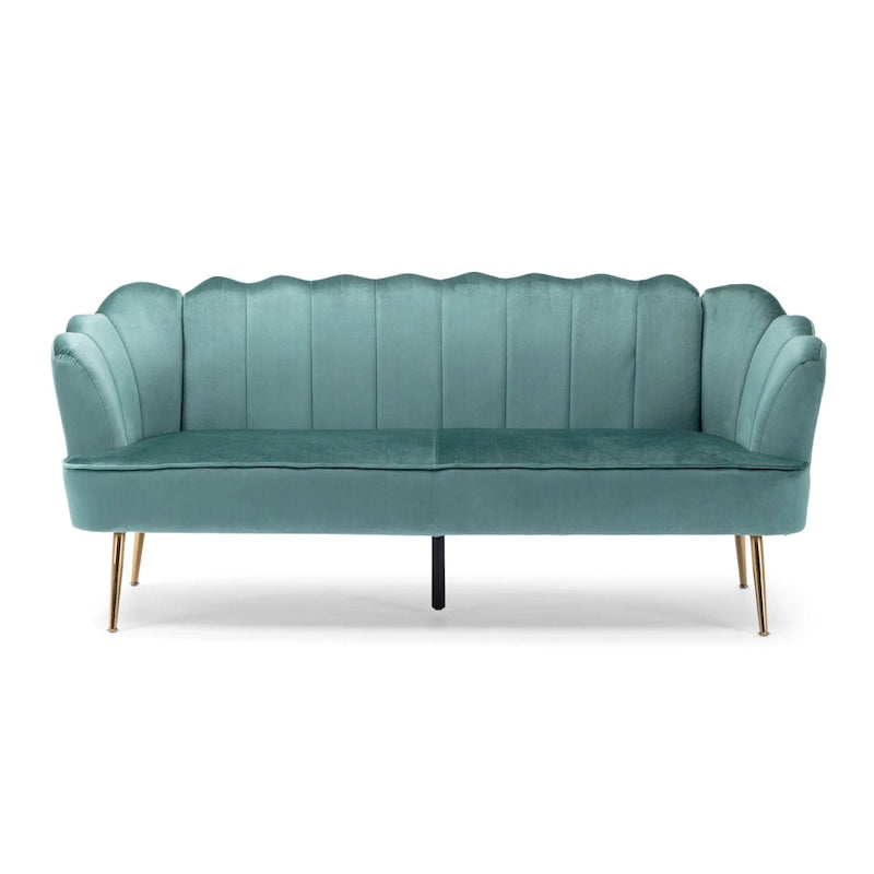 Magnifique canapé 3 places en velours en forme de coquille — 76,25" L x 29,25" l x 33,50" H