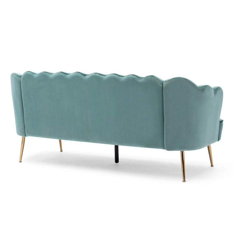 Magnifique canapé 3 places en velours en forme de coquille — 76,25" L x 29,25" l x 33,50" H