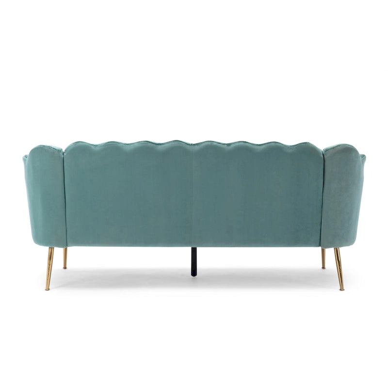Magnifique canapé 3 places en velours en forme de coquille — 76,25" L x 29,25" l x 33,50" H