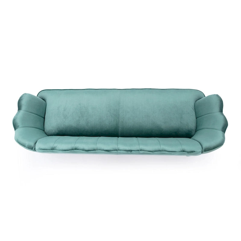 Magnifique canapé 3 places en velours en forme de coquille — 76,25" L x 29,25" l x 33,50" H