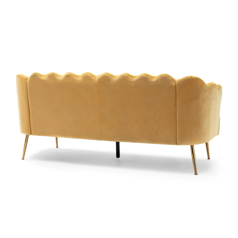 Magnifique canapé 3 places en velours en forme de coquille — 76,25" L x 29,25" l x 33,50" H