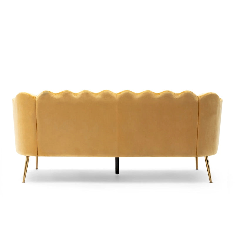 Magnifique canapé 3 places en velours en forme de coquille — 76,25" L x 29,25" l x 33,50" H