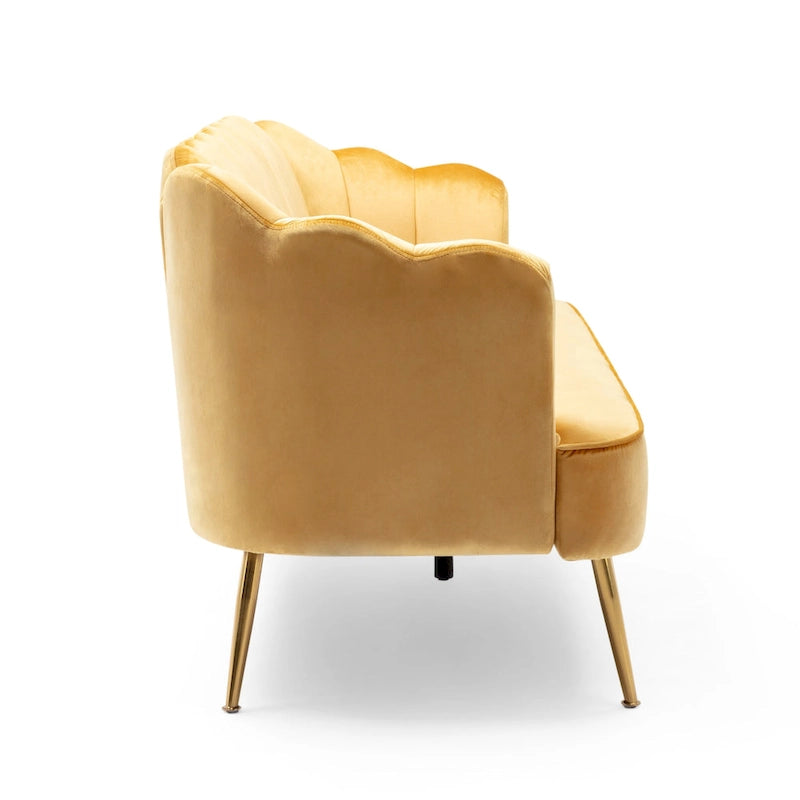 Magnifique canapé 3 places en velours en forme de coquille — 76,25" L x 29,25" l x 33,50" H