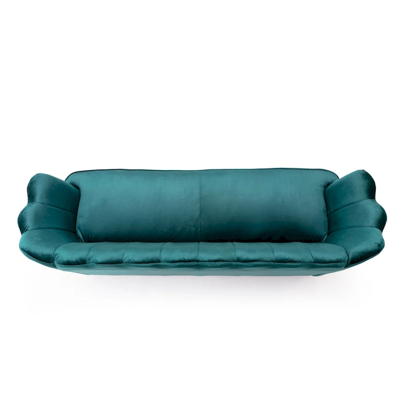 Magnifique canapé 3 places en velours en forme de coquille — 76,25" L x 29,25" l x 33,50" H