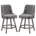 Tabourets de bar pivotants capitonnés avec pieds façon bois — Lot de 2