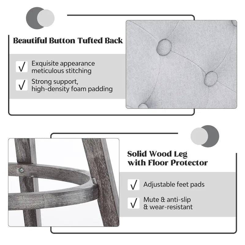 Tabourets de bar pivotants capitonnés avec pieds façon bois — Lot de 2