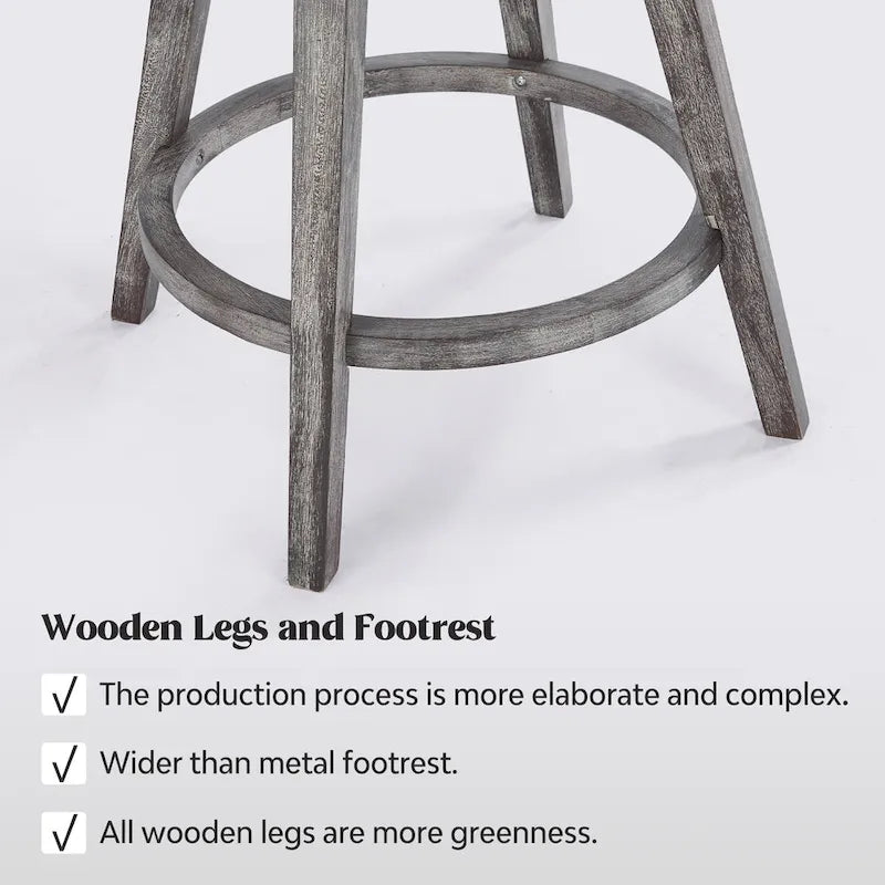 Tabourets de bar pivotants capitonnés avec pieds façon bois — Lot de 2