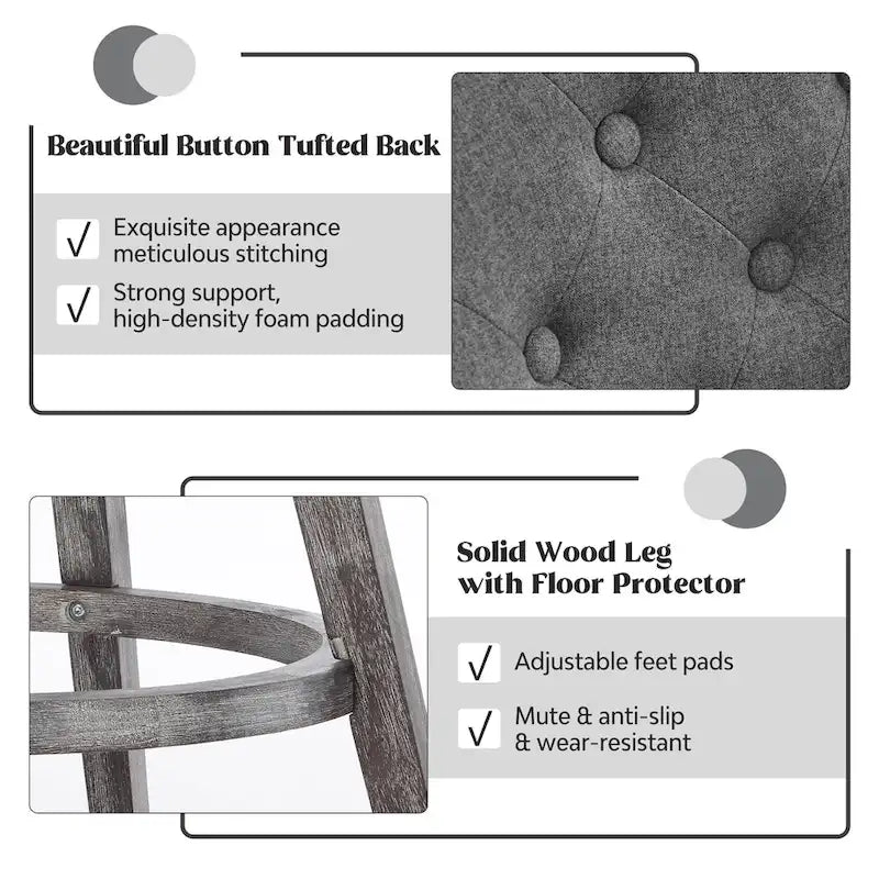 Tabourets de bar pivotants capitonnés avec pieds façon bois — Lot de 2