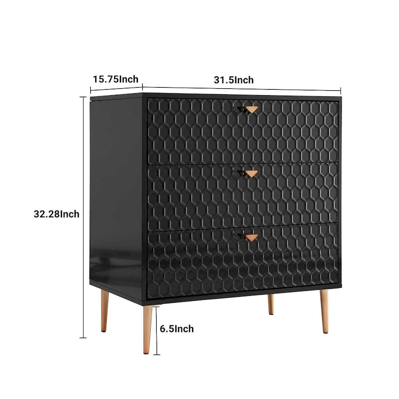 Commode à 3 tiroirs en bois Morden