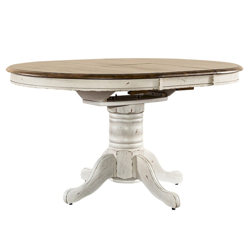 Ensemble de salle à manger double piedestal miel et blanc antique