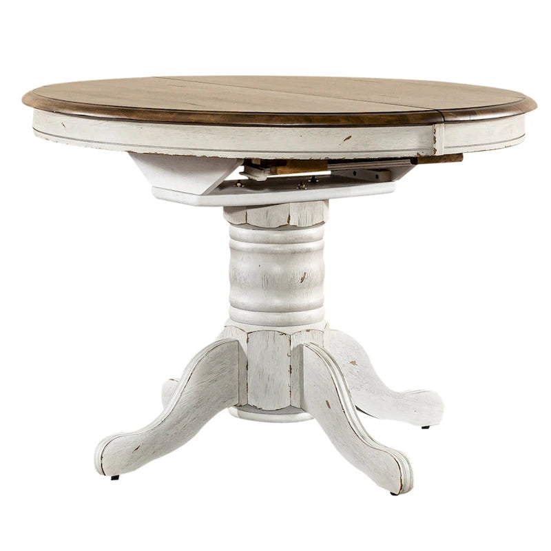 Ensemble de salle à manger double piedestal miel et blanc antique