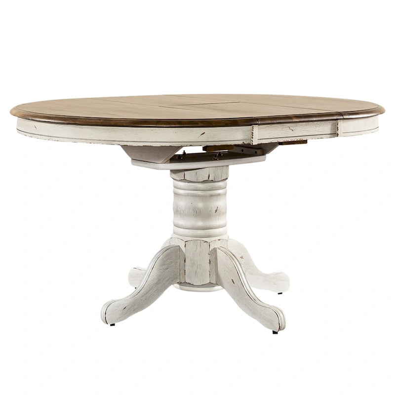 Ensemble de salle à manger double piedestal miel et blanc antique