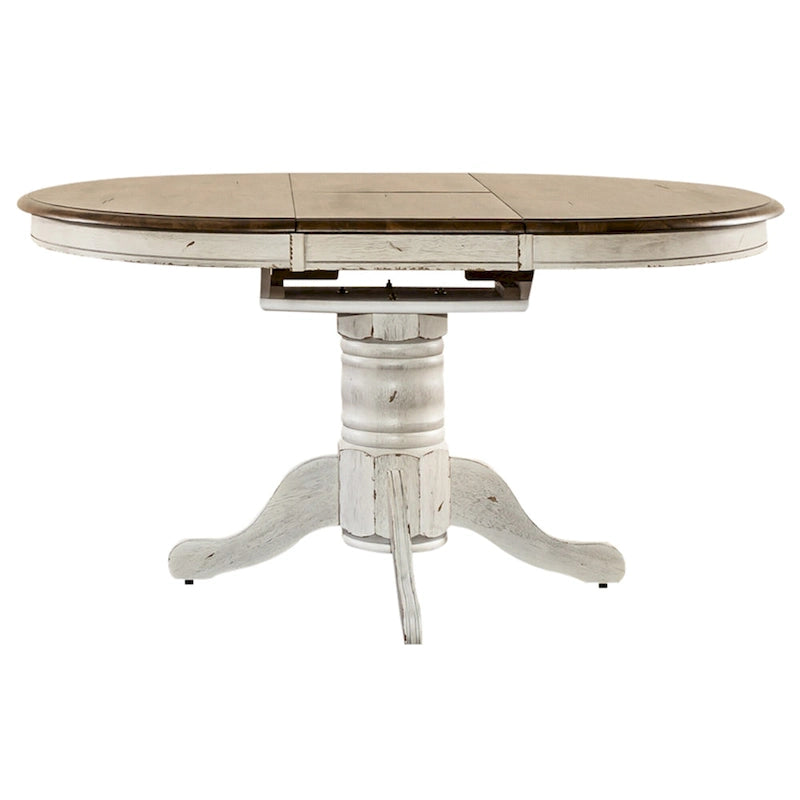 Ensemble de salle à manger double piedestal miel et blanc antique