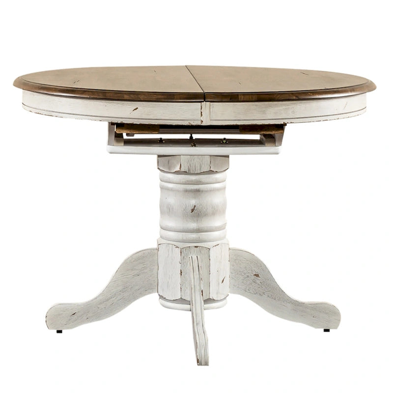 Ensemble de salle à manger double piedestal miel et blanc antique