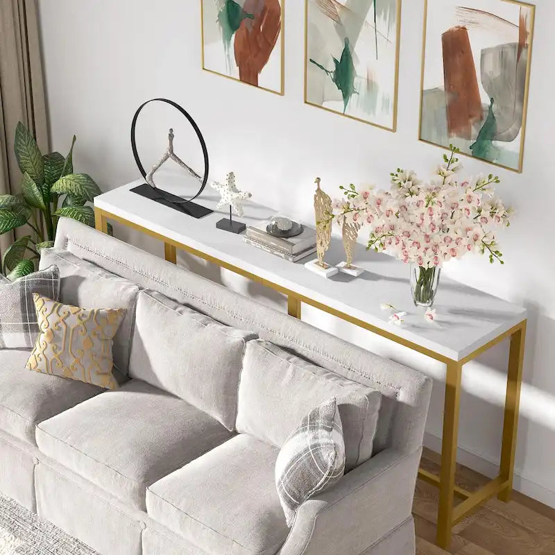 Console extra longue de 180 cm pour canapé, table d'entrée étroite