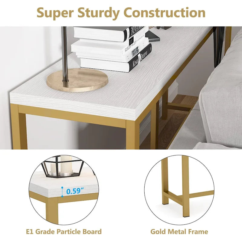 Console extra longue de 180 cm pour canapé, table d'entrée étroite