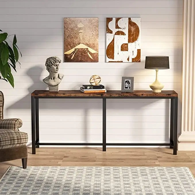 Console extra longue de 180 cm pour canapé, table d'entrée étroite