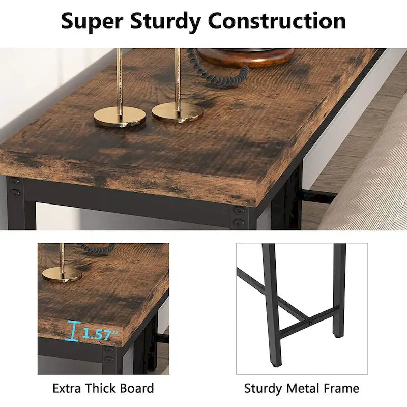 Console extra longue de 180 cm pour canapé, table d'entrée étroite