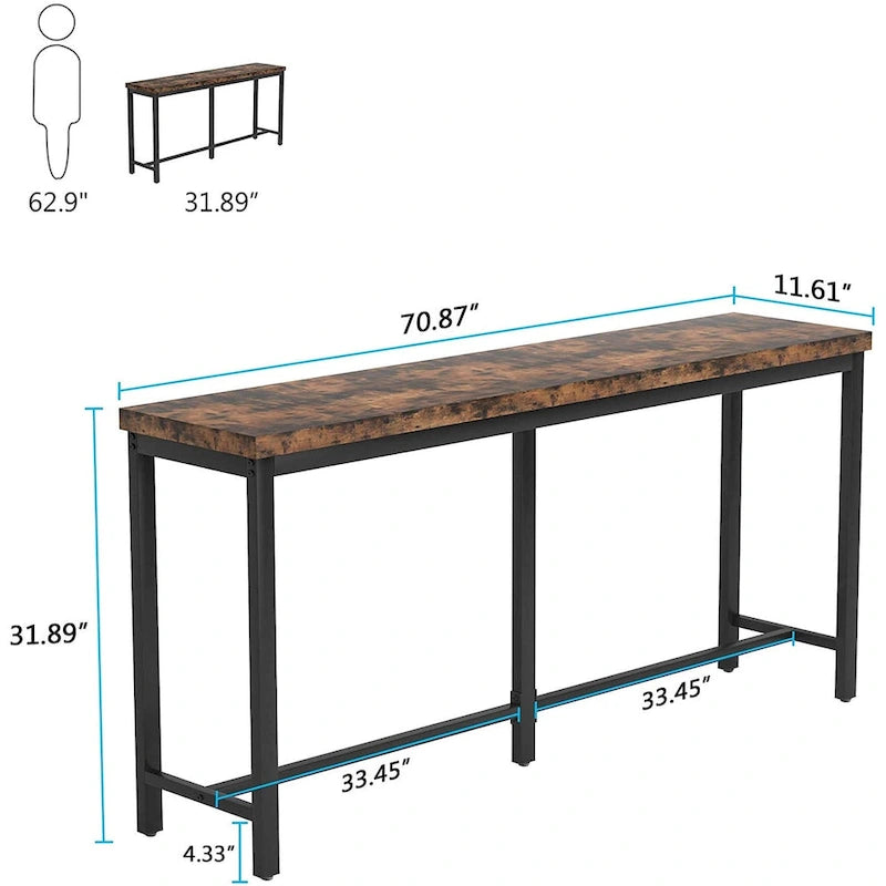 Console extra longue de 180 cm pour canapé, table d'entrée étroite