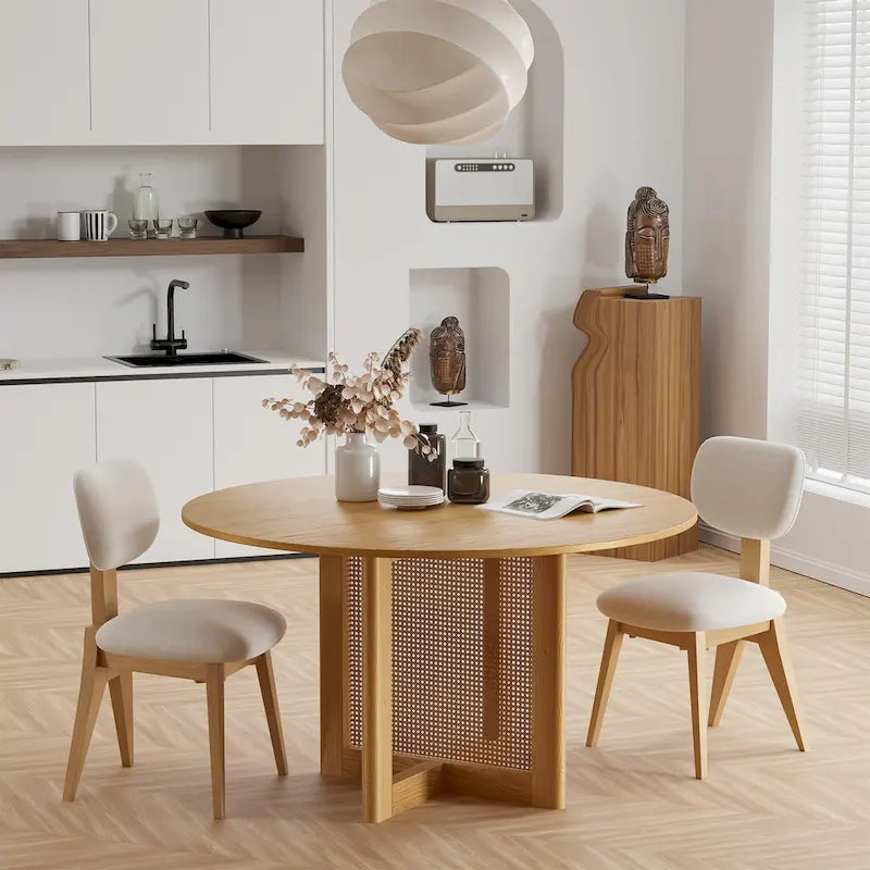 Table à manger ronde en bois massif de 52 pouces pour 6 personnes de style nordique - 52*30