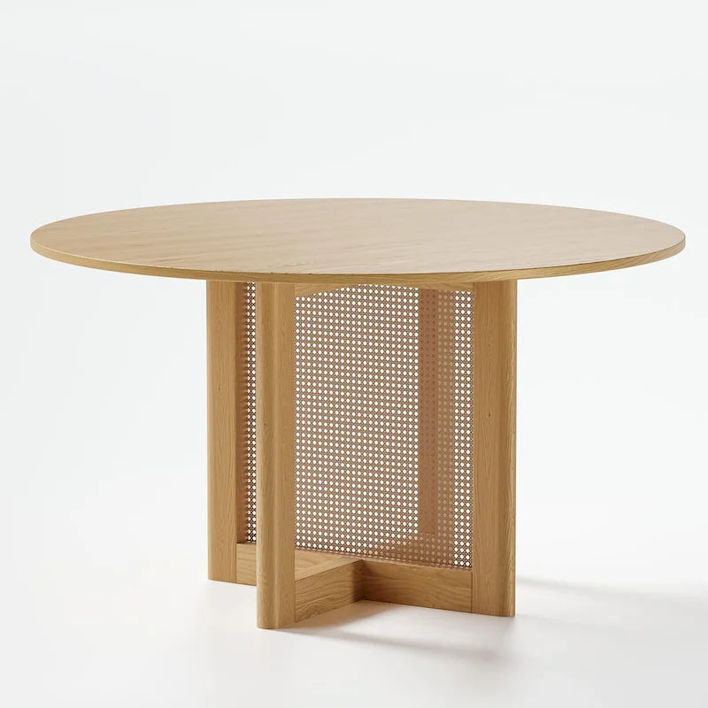 Table à manger ronde en bois massif de 52 pouces pour 6 personnes de style nordique - 52*30