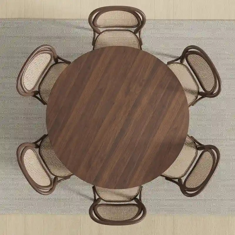 Table à manger ronde en bois massif de 52 pouces pour 6 personnes de style nordique - 52*30