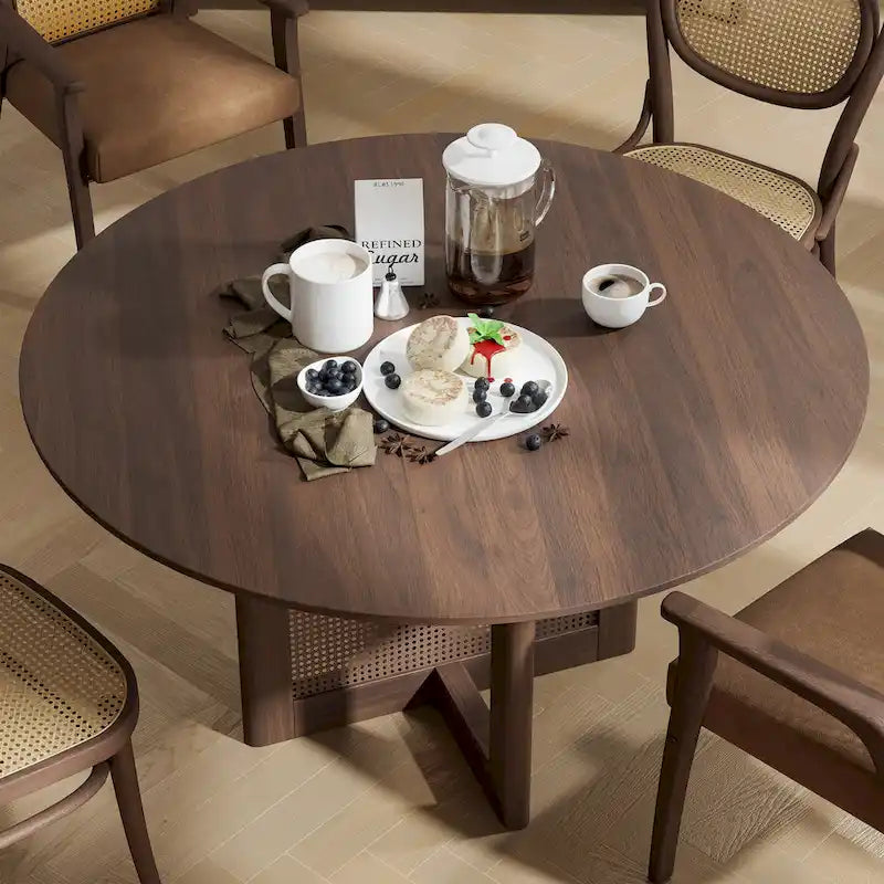 Table à manger ronde en bois massif de 52 pouces pour 6 personnes de style nordique - 52*30