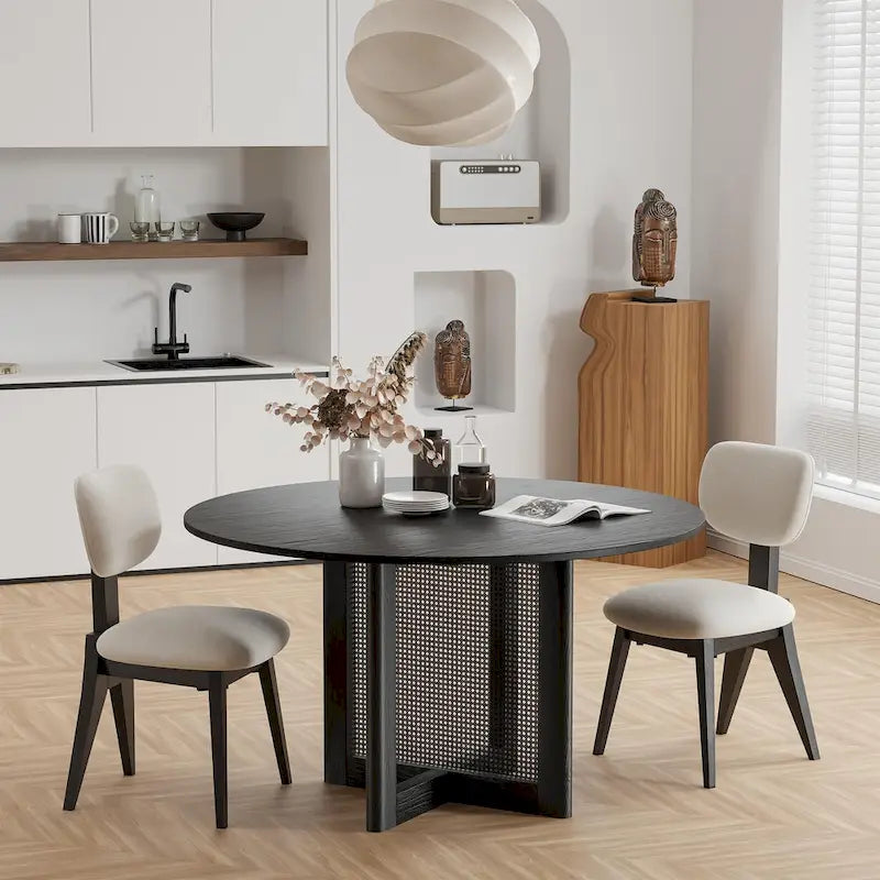 Table à manger ronde en bois massif de 52 pouces pour 6 personnes de style nordique - 52*30