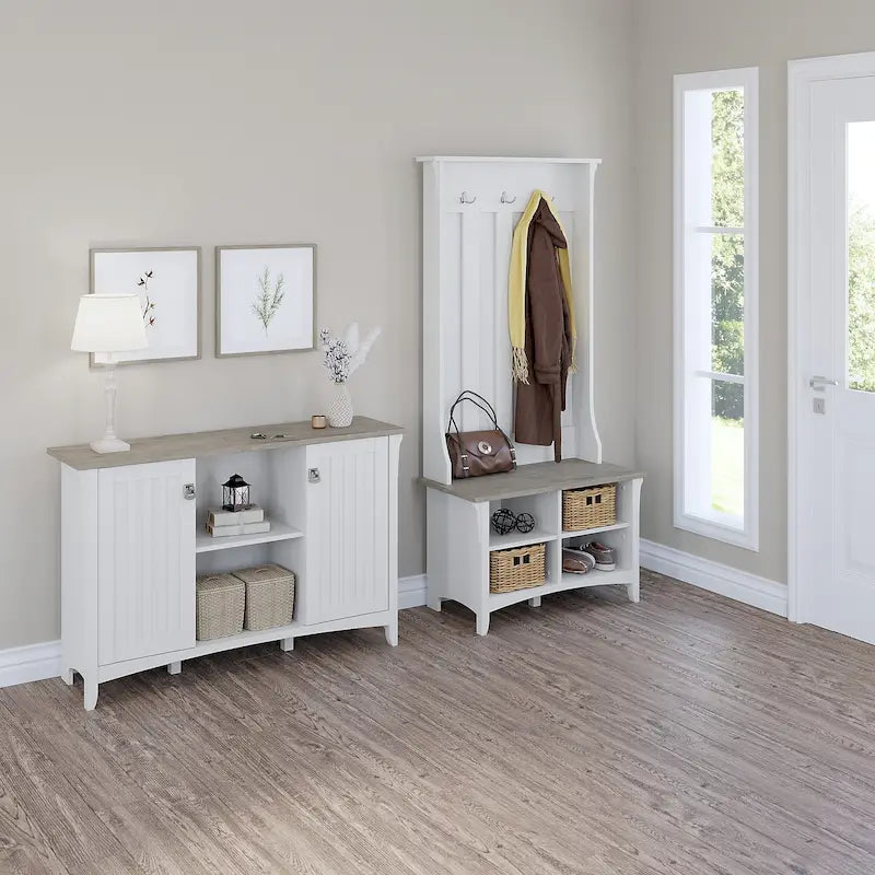 Combinaison meuble de rangement, porte-manteau et banc à chaussures pour l'entrée