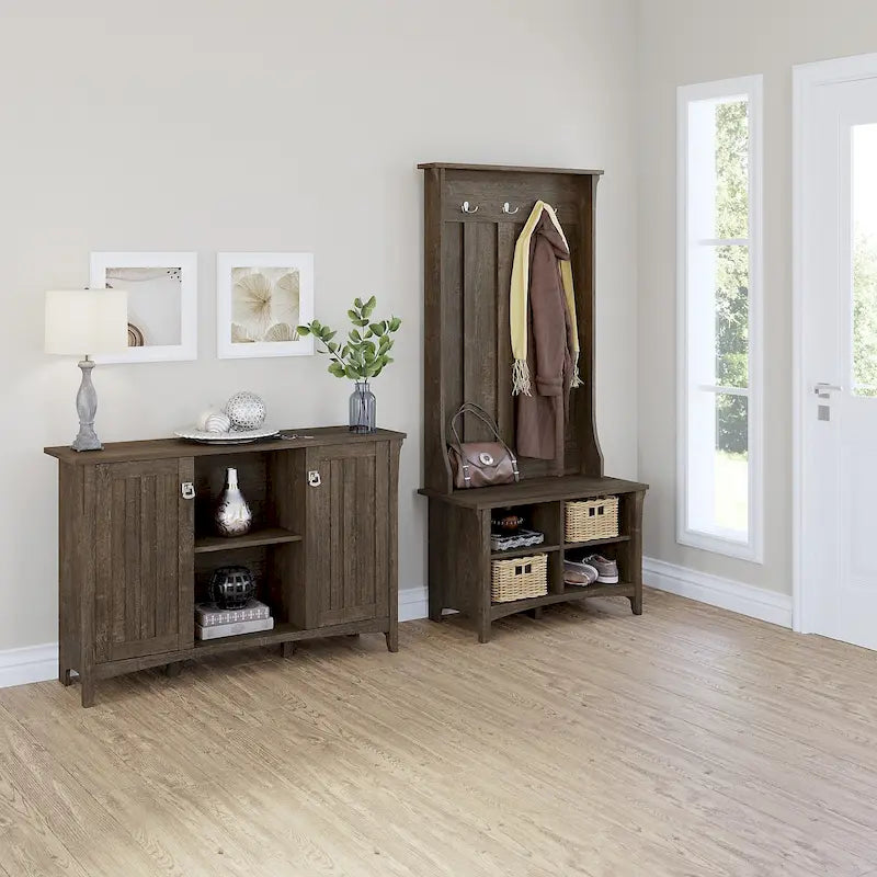 Combinaison meuble de rangement, porte-manteau et banc à chaussures pour l'entrée