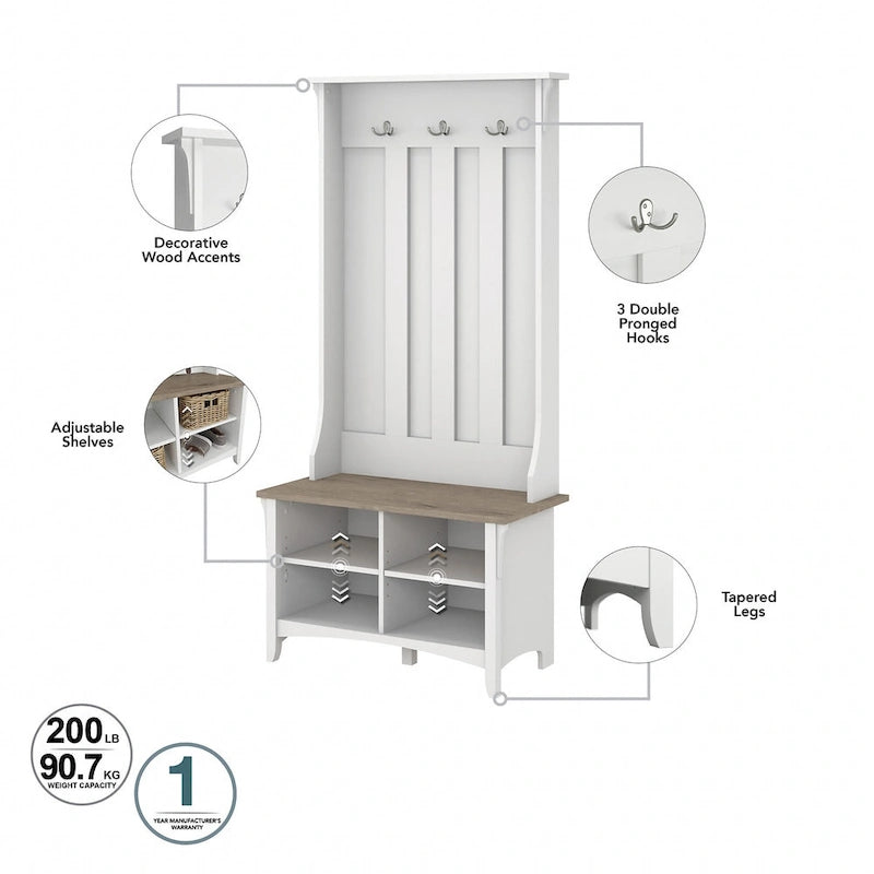 Combinaison meuble de rangement, porte-manteau et banc à chaussures pour l'entrée