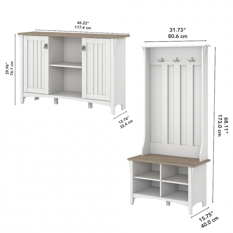 Combinaison meuble de rangement, porte-manteau et banc à chaussures pour l'entrée