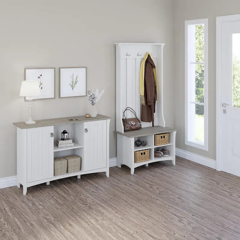 Combinaison meuble de rangement, porte-manteau et banc à chaussures pour l'entrée
