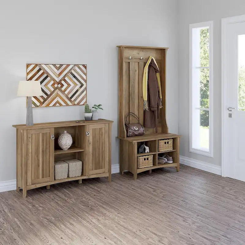 Combinaison meuble de rangement, porte-manteau et banc à chaussures pour l'entrée