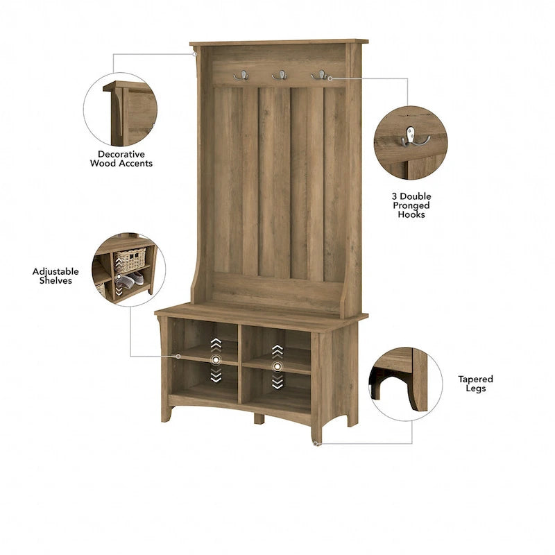 Combinaison meuble de rangement, porte-manteau et banc à chaussures pour l'entrée