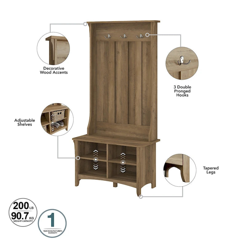 Combinaison meuble de rangement, porte-manteau et banc à chaussures pour l'entrée