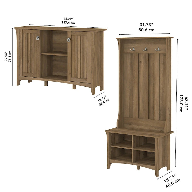 Combinaison meuble de rangement, porte-manteau et banc à chaussures pour l'entrée