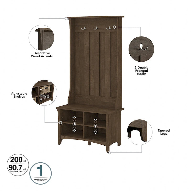 Combinaison meuble de rangement, porte-manteau et banc à chaussures pour l'entrée