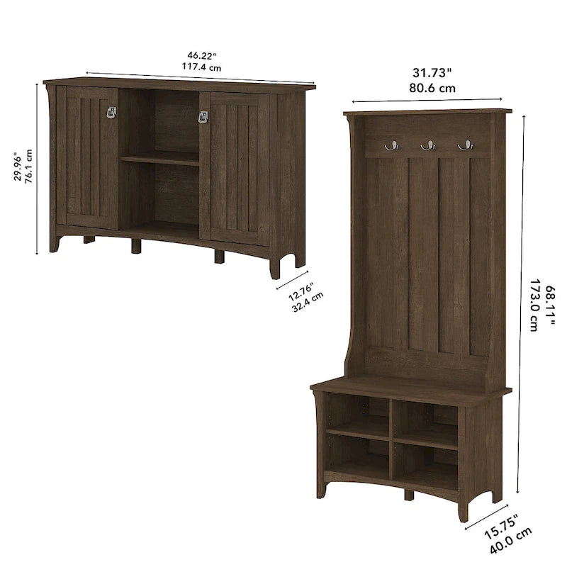 Combinaison meuble de rangement, porte-manteau et banc à chaussures pour l'entrée