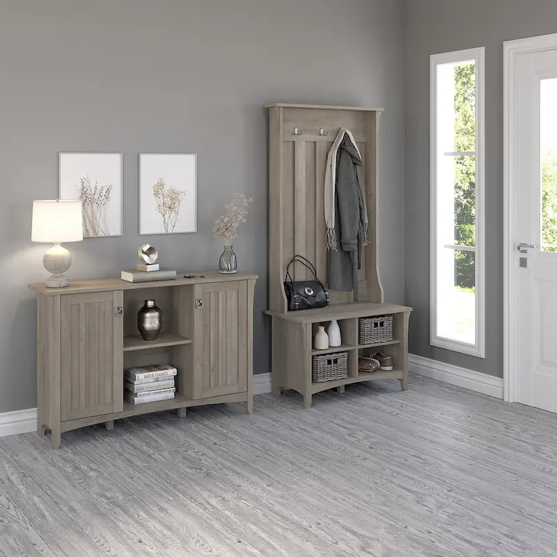 Combinaison meuble de rangement, porte-manteau et banc à chaussures pour l'entrée