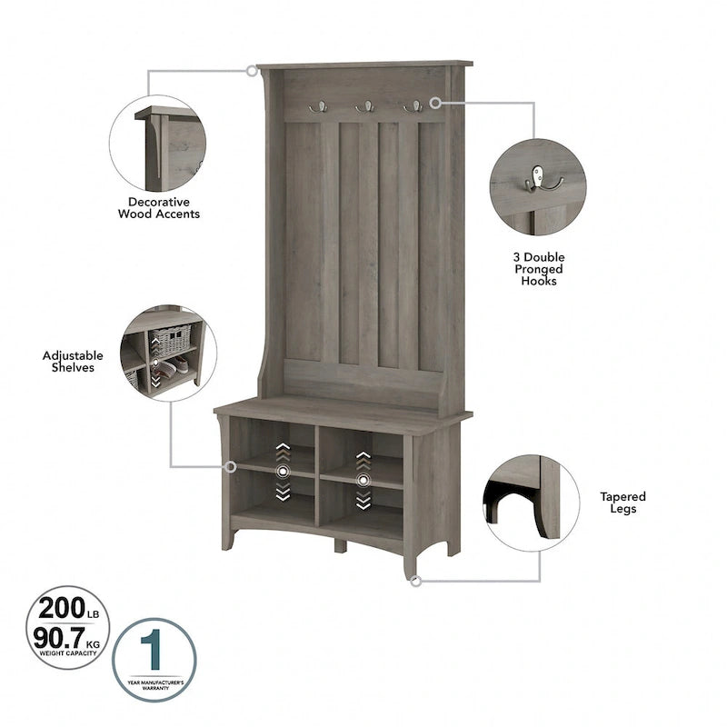 Combinaison meuble de rangement, porte-manteau et banc à chaussures pour l'entrée