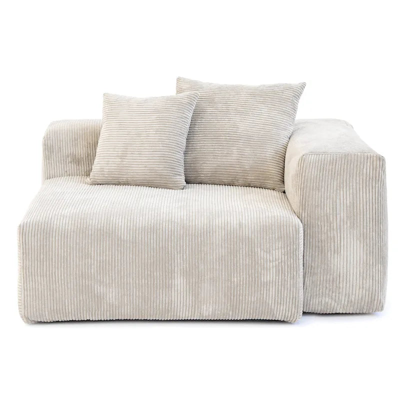 141,73 Canapé sectionnel modulaire réversible en velours côtelé, grand, en forme de L avec pouf et oreiller