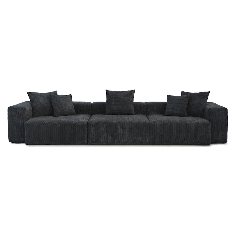 141,73 Canapé sectionnel modulaire réversible en velours côtelé, grand, en forme de L avec pouf et oreiller